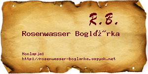 Rosenwasser Boglárka névjegykártya